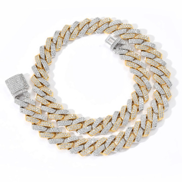 Cobre de 14 mm com joias de colar de ouro da moda hip hop de zircônio, joias com correntes de elos cubanos para homens e mulheres